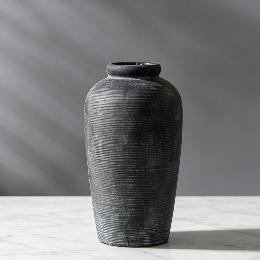 11" Bronze Ceramic Rustic Tall Vase
